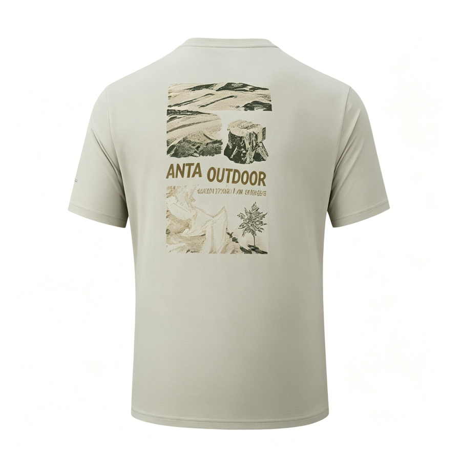 ANTA T Shirts Men's Light Asphalt Gray Crew Neck Thin