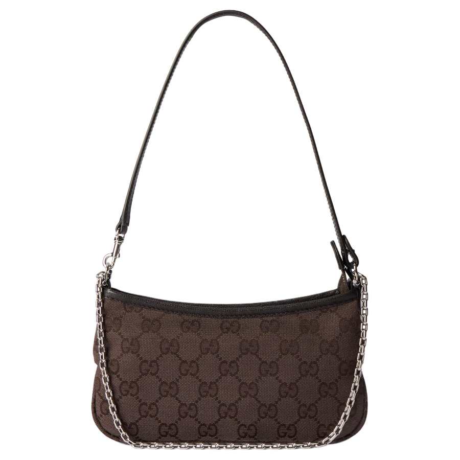 GUCCI Canvas Shoulder Bag Small Women's Dark Brown