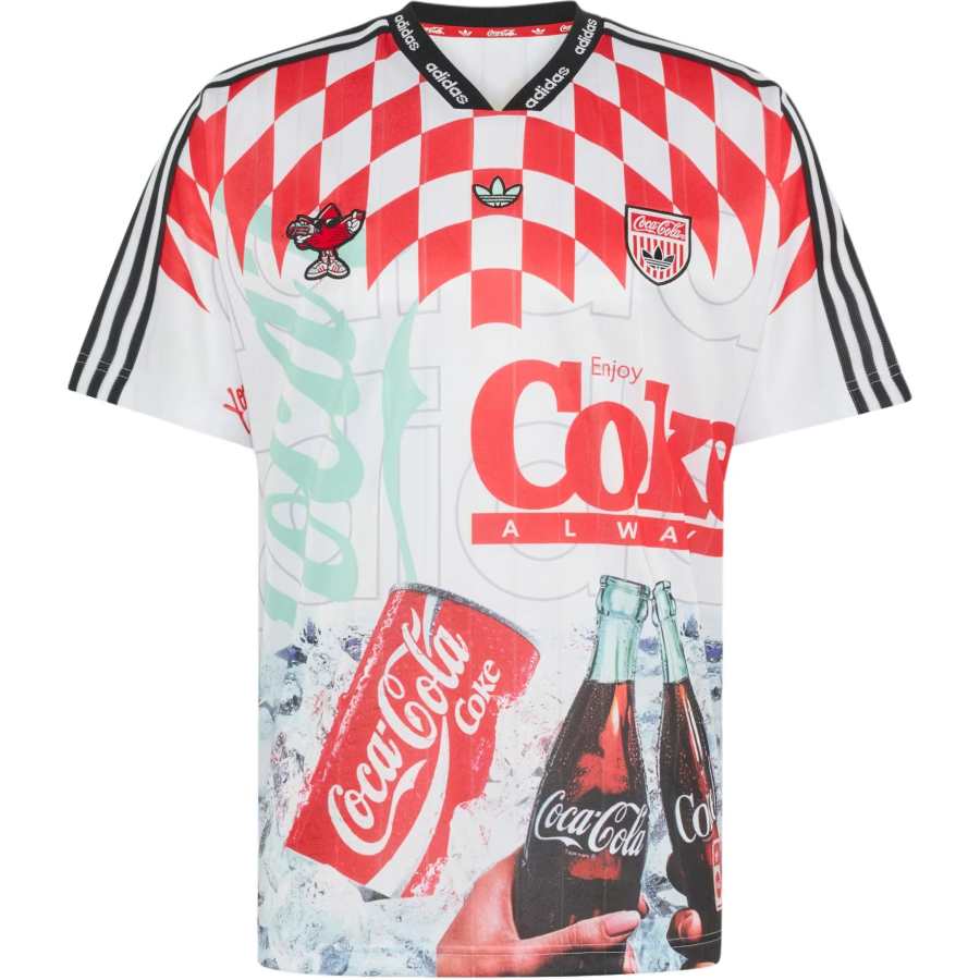 Adidas Originals X Coca Cola T Shirts Men's White/Red/Mint Green/Red Brown V Neck Moderate