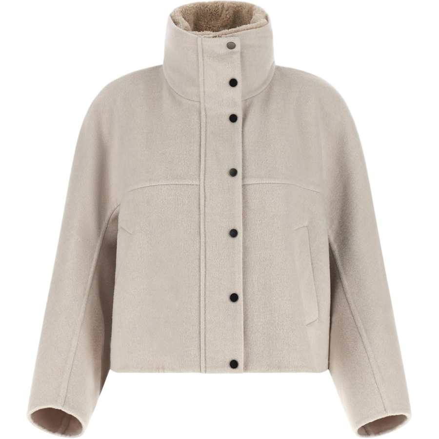 Brunello Cucinelli Coats Women's Beige Turtleneck Moderate