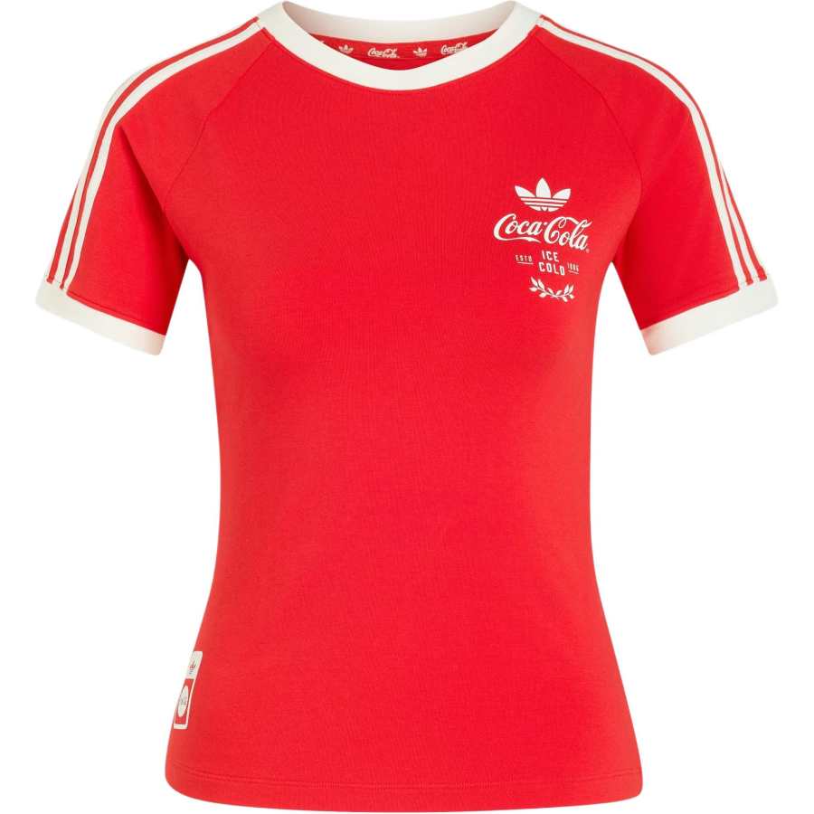Adidas Originals X Coca Cola T Shirts Women's Bright Red Crew Neck Moderate