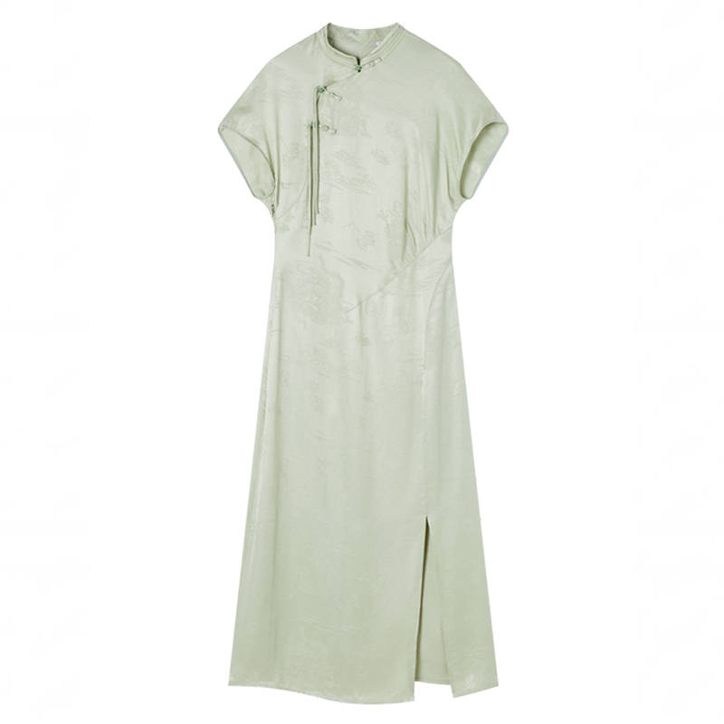 XIANGYING Short Sleeved Dresses Women's Crew Neck Moderate Midi Skirt