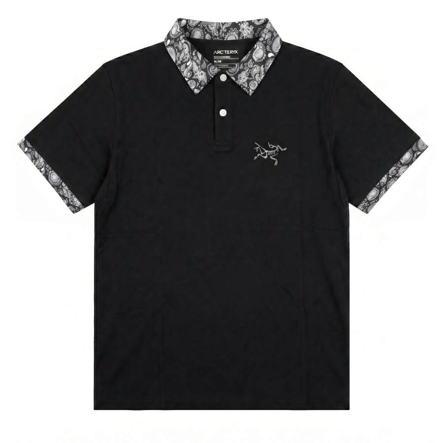 Arcteryx T Shirts Unisex Black/Black Polo Collar Thin Straight Fit
