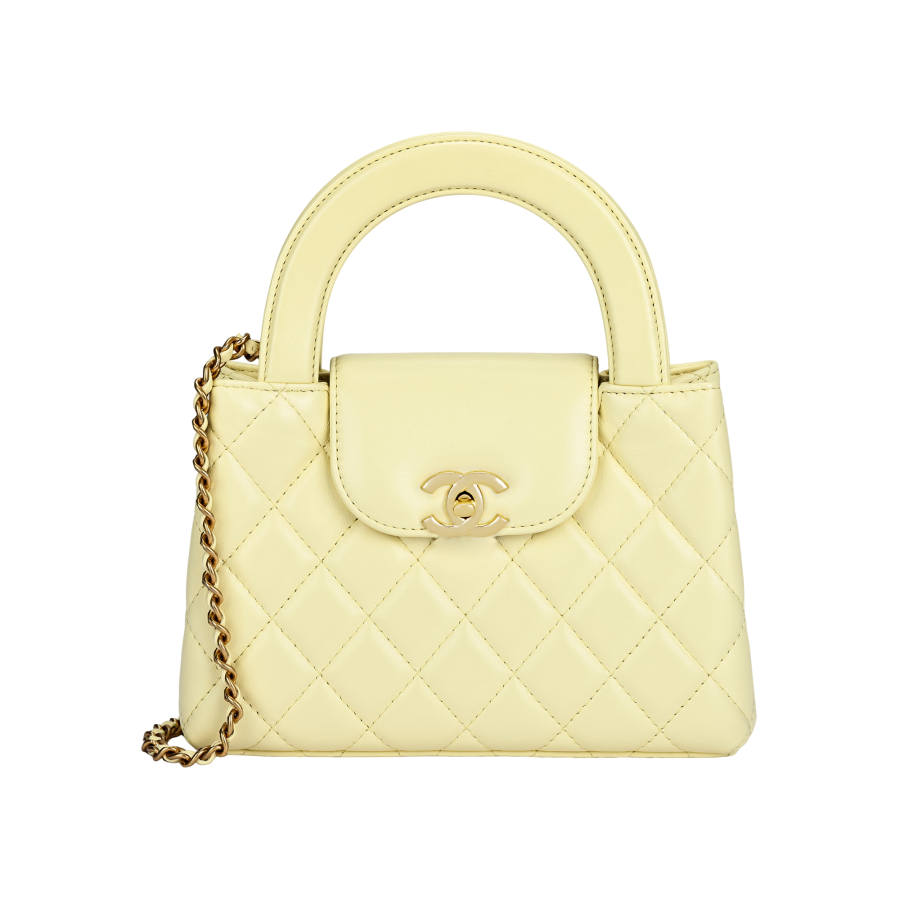 CHANEL Sheepskin Shoulder Bag, Crossbody Bag, Handbag Mini Women's Chick Yellow