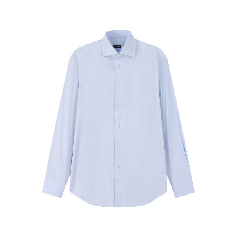 Ermenegildo Zegna Shirts Men's Light Blue Lapel Moderate