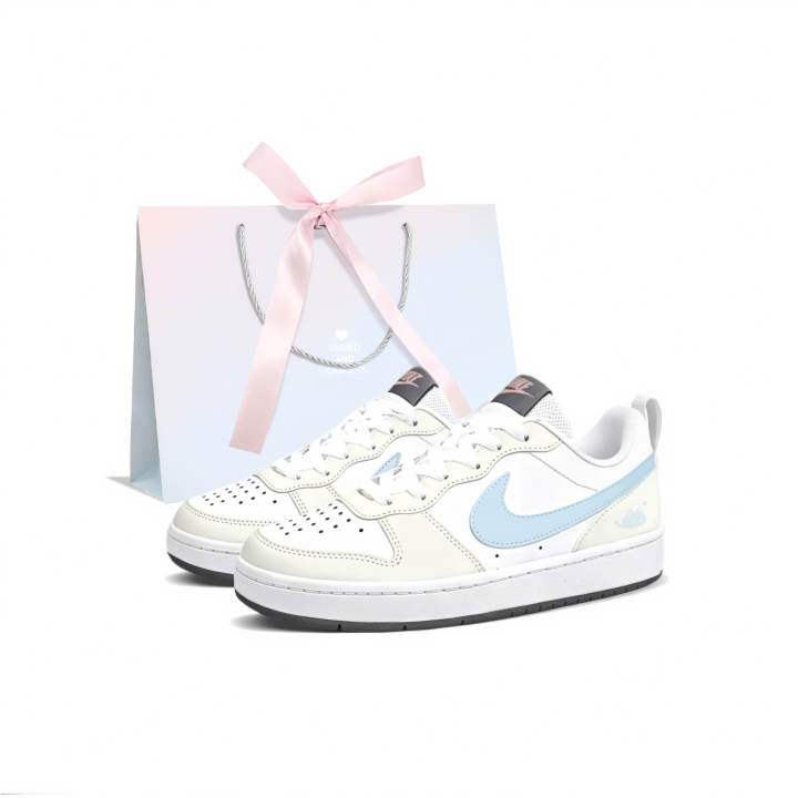 Nike Nike Court Borough Skateboard Shoes Women's Low Top Beige/Blue
