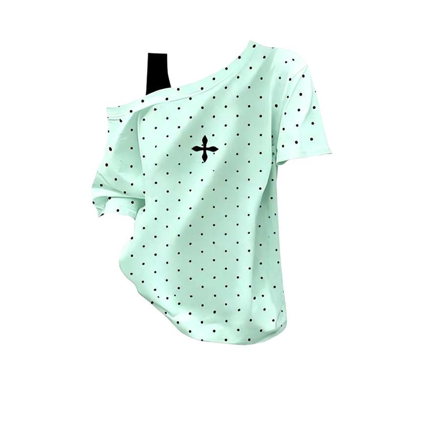 Sugarfunk T Shirts Women's Asymmetrical Shoulder Thin Straight Fit