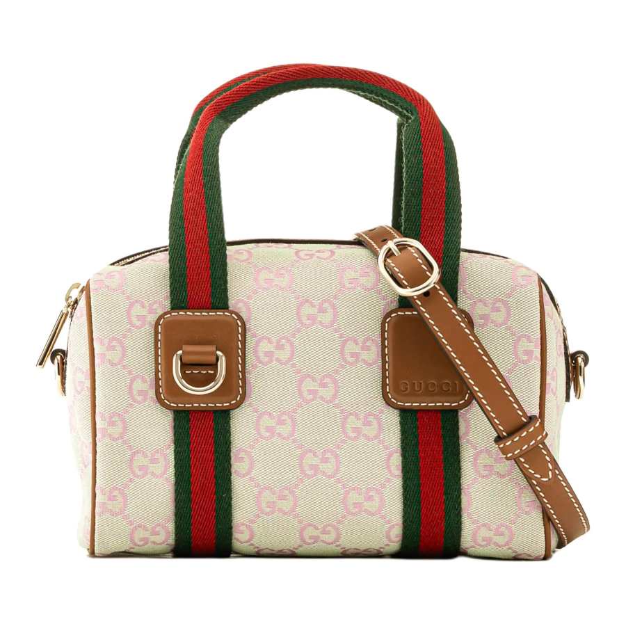 GUCCI Leather Handbag Mini Women's Light Green & Brown