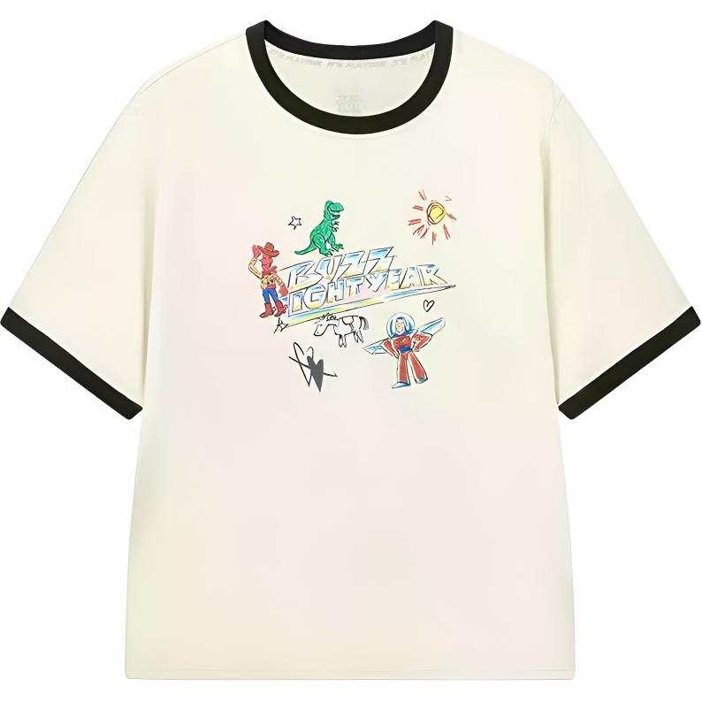 Li-Ning Li Ning T Shirts Women's White Crew Neck Moderate Straight Fit