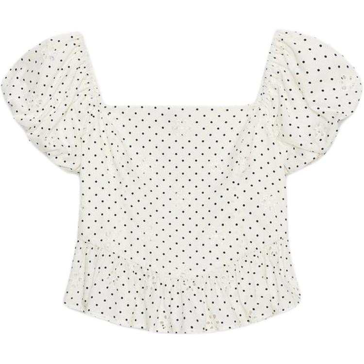 ZARA Shirts Women's Nude/Sea Blue Square Collar