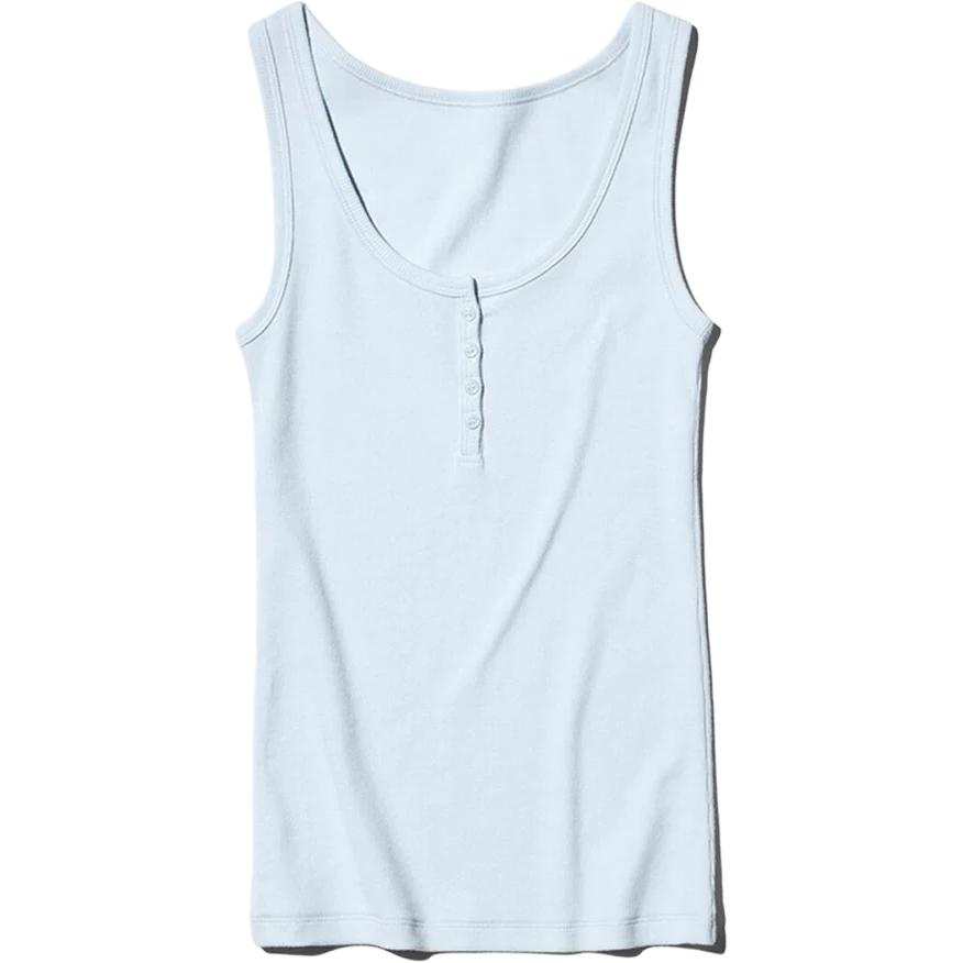UNIQLO SS26 Tank Tops Women's Light Blue Henry Collar Other