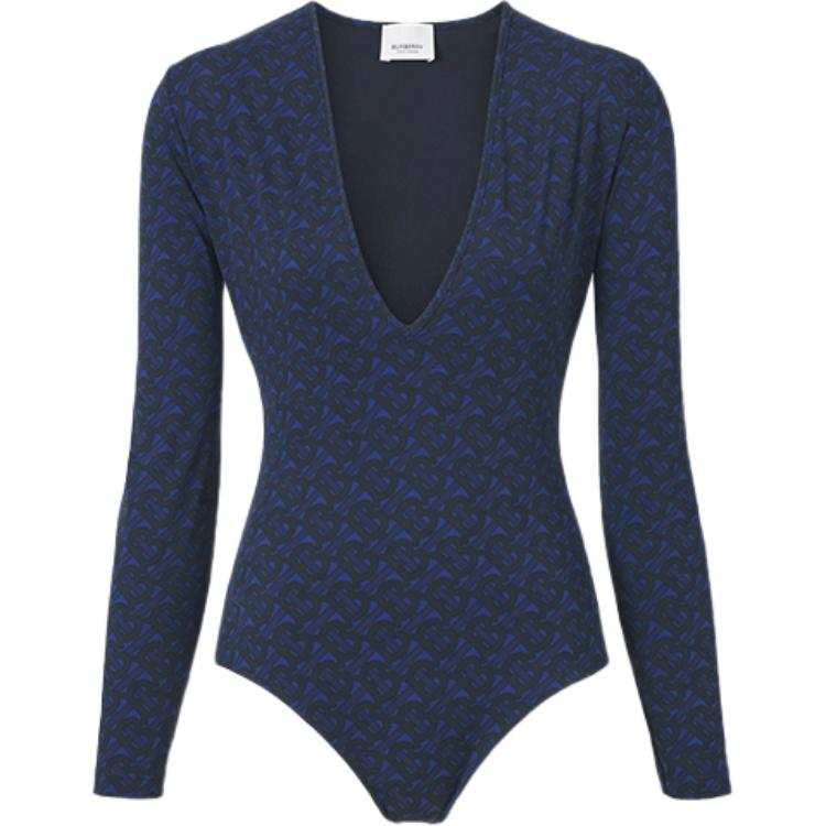 Burberry Bodysuits Women's Dark Royal Blue V Neck Moderate