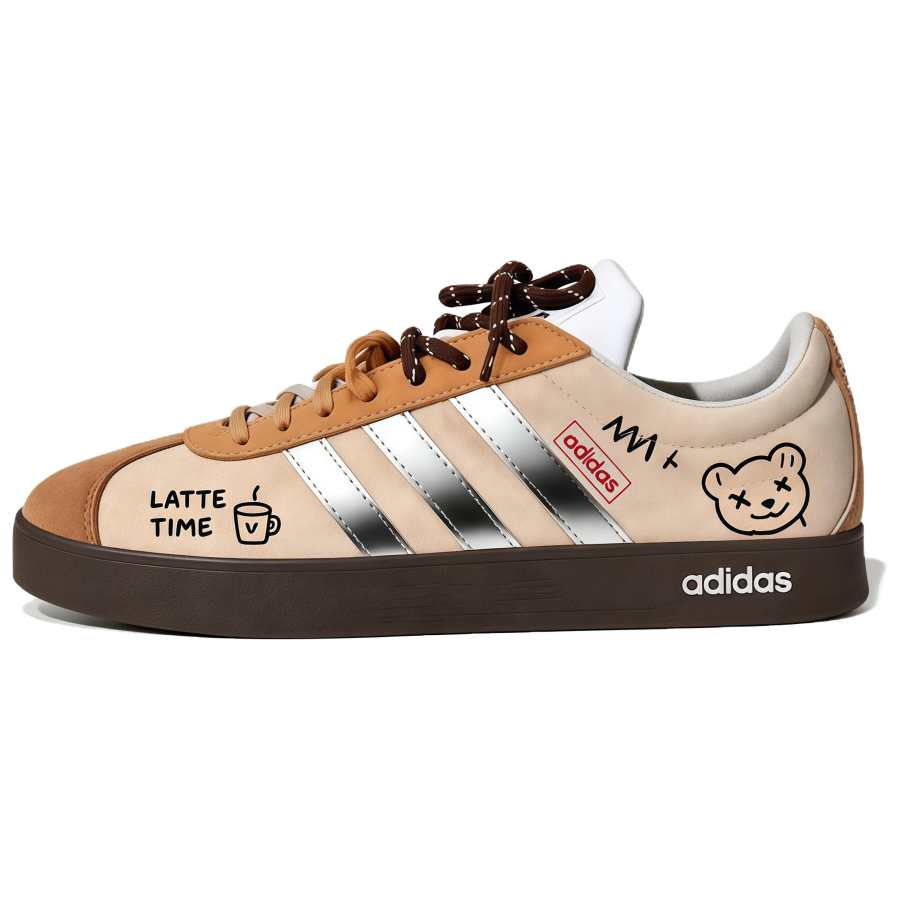 Adidas Adidas VL COURT 2.0 Skateboard Shoes Unisex Low Top Silver, Black, Yellow