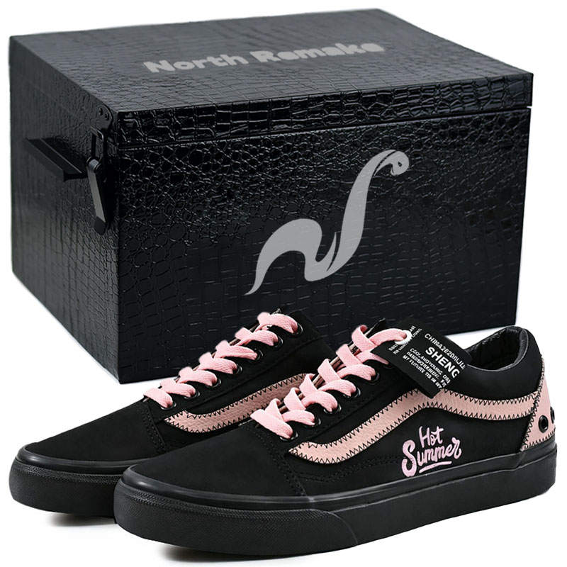 Vans Old Skool Skateboard Shoes Unisex Low Top Black, Pink