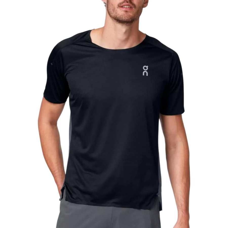 On On Running T Shirts Men's Black Crew Neck Moderate