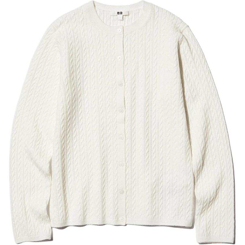 UNIQLO Knitwear Women's 01 Ivory Crew Neck Moderate