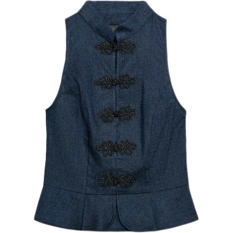 ZARA Tank Tops Women's Indigo Stand Collar Other