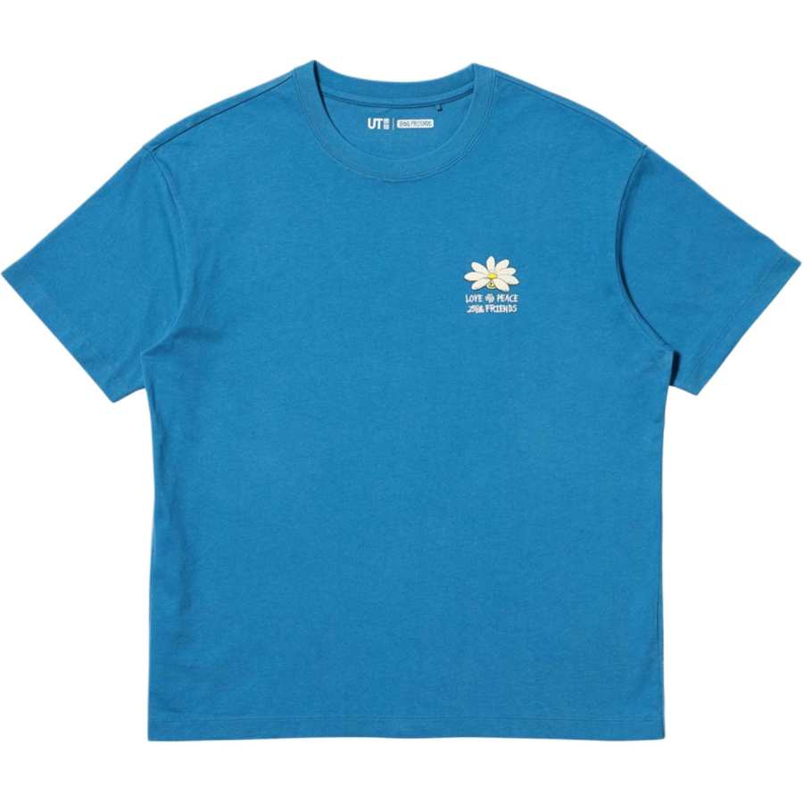 UNIQLO ZO&FRIENDS T Shirts Women's Lake Blue Crew Neck