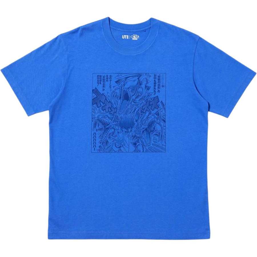 UNIQLO X Yu Gi Oh! Yu Gi Oh! Collaboration T Shirts Unisex Lake Blue Crew Neck