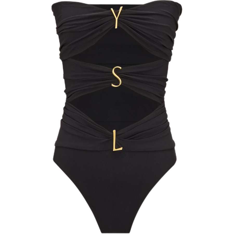SAINT LAURENT One Piece Swimsuits Women's Black Moderate Triangle One Piece Swimsuit