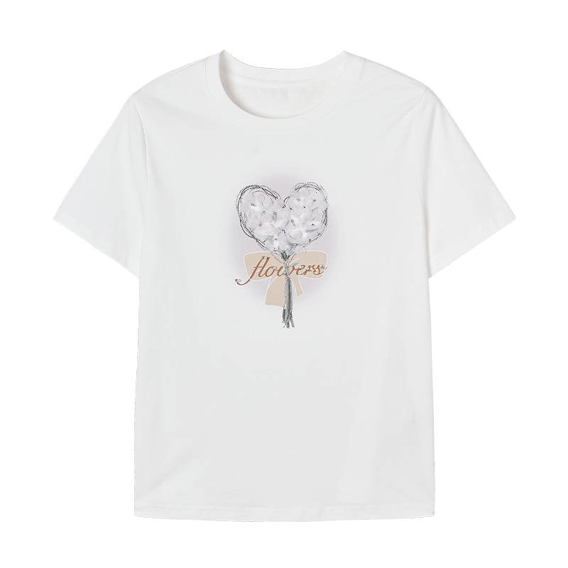 XIANGYING T Shirts Women's White Crew Neck Thin