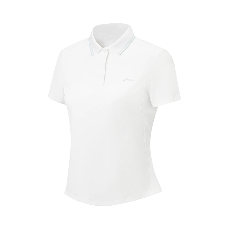 Li-Ning Li Ning Fitness Series Polo Shirts Women's White Polo Collar Moderate Straight Fit