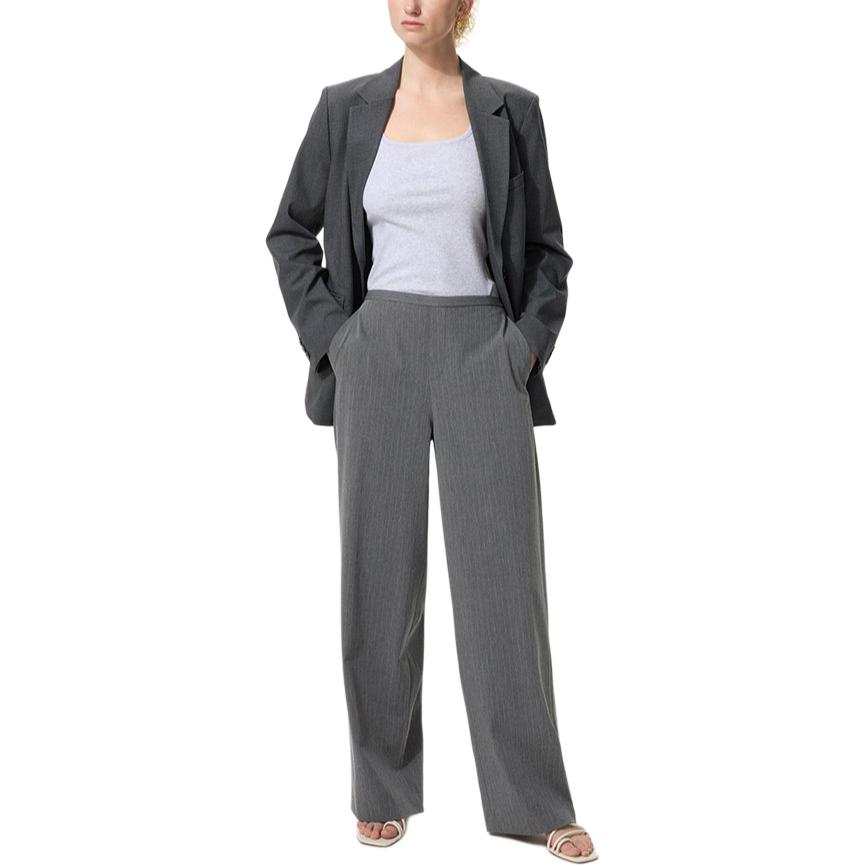 UNIQLO SS26 Casual Pants Women's Asphalt Gray Moderate Straight Fit Pants
