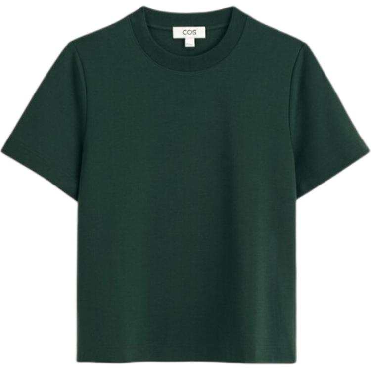 COS T Shirts Women's Dark Green Crew Neck Moderate Straight Fit