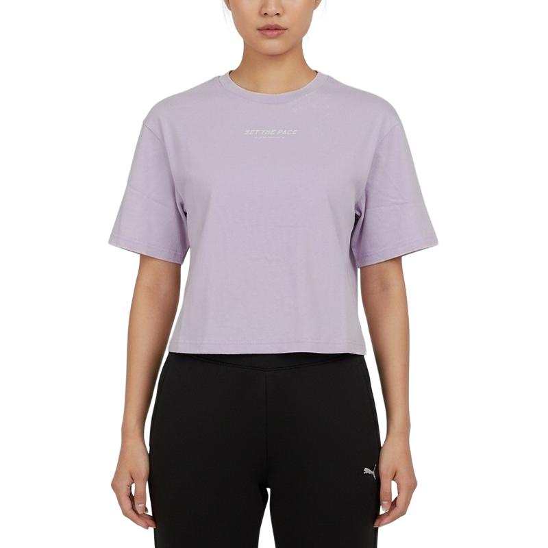 PUMA T Shirts Women's Taro Purple Crew Neck