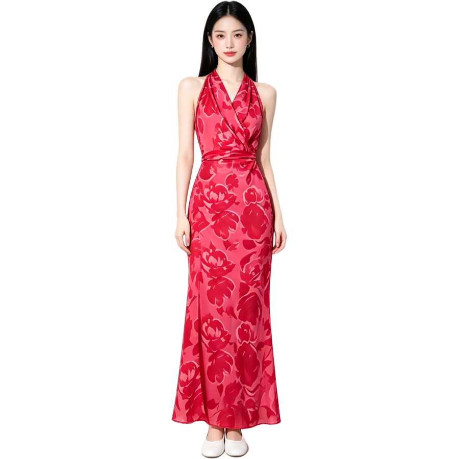 MARIE·COCO Sleeveless Dresses Women's Dress Halter Moderate Long Skirt A Line Skirt