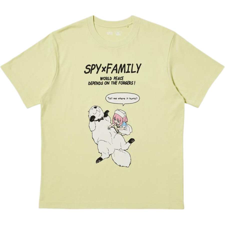 UNIQLO SPY×FAMILY Collaboration T Shirts Men's Apricot Yellow Crew Neck