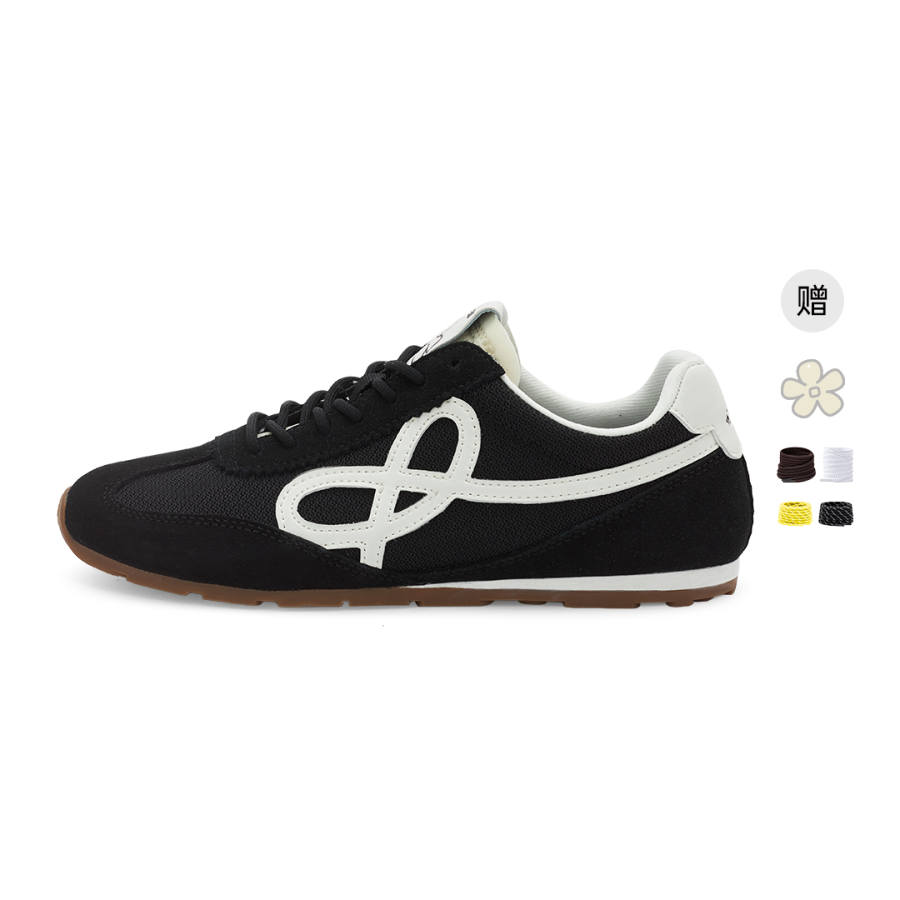 WE FLOWER Small Flower Shoes Lightweight Slip Resistant Low top Casual Shoes Unisex Agate Black