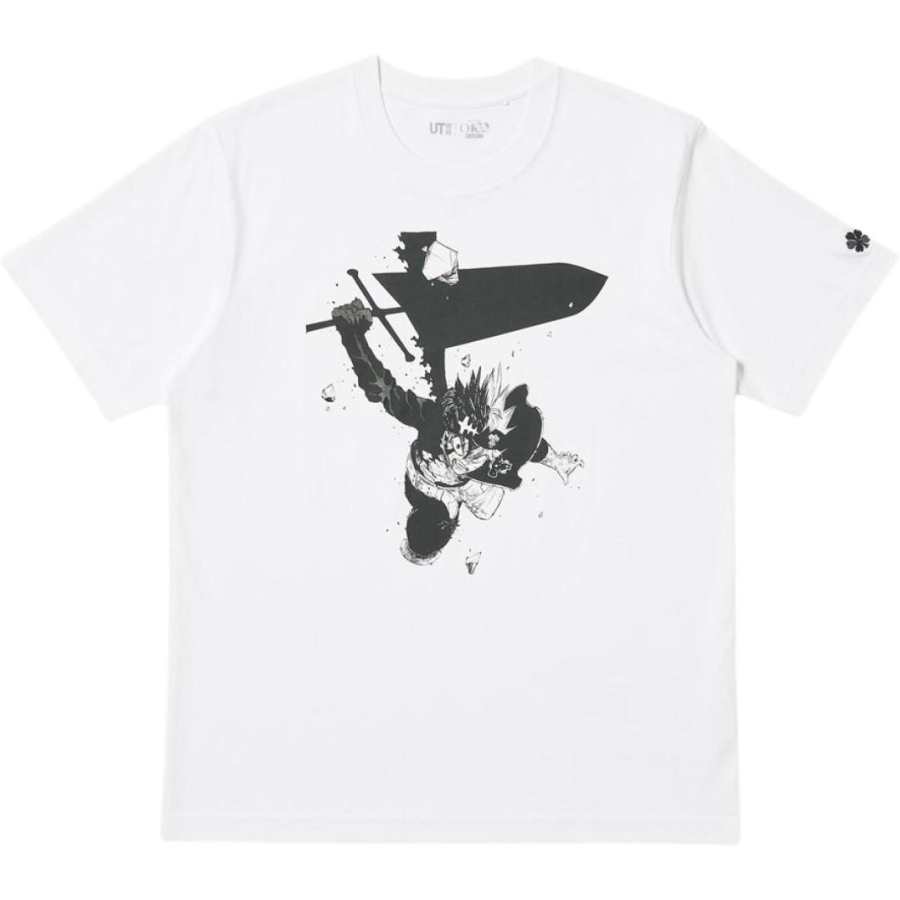 UNIQLO Black Clover Collaboration T Shirts Unisex White Crew Neck