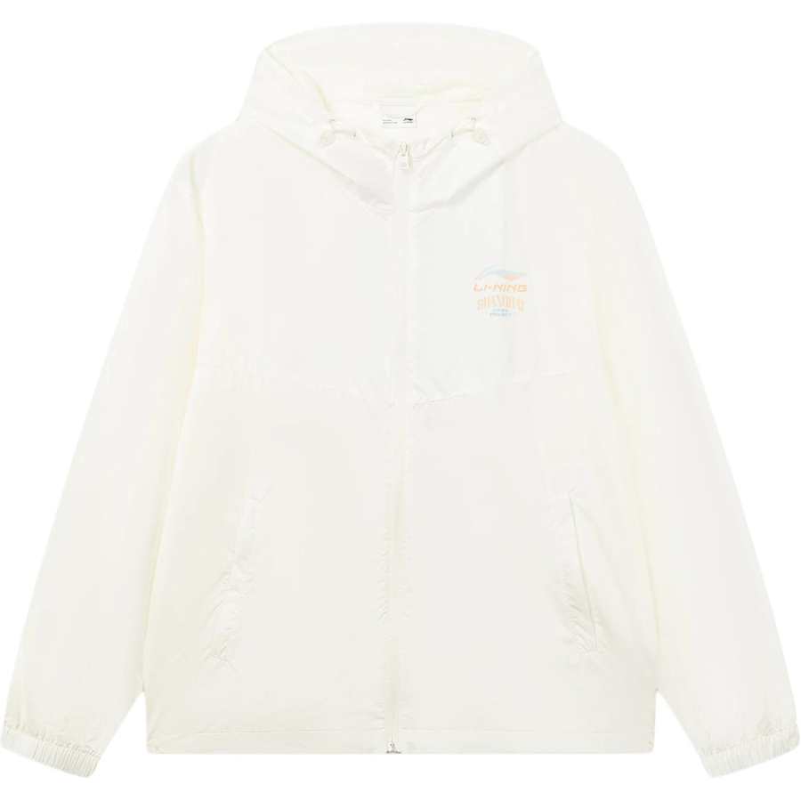 Li-Ning Li Ning China Culture Collection Trench Coats Men's Ivory Hooded Non Detachable Moderate Straight Fit