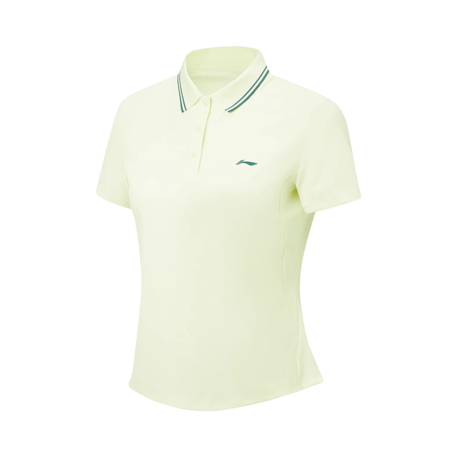 Li-Ning Li Ning Fitness Series Polo Shirts Women's White Jade Green Polo Collar Moderate Straight Fit