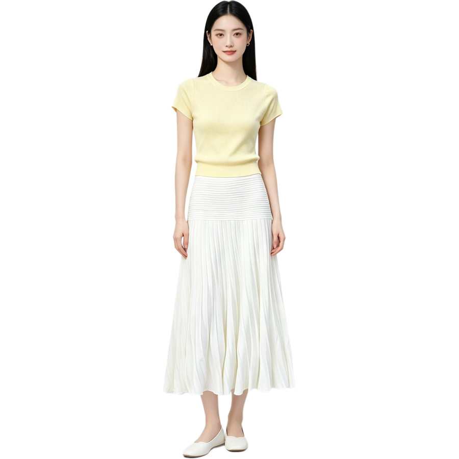 MARIE·COCO Two Piece Skirt Sets Women's Crew Neck Moderate Long Skirt