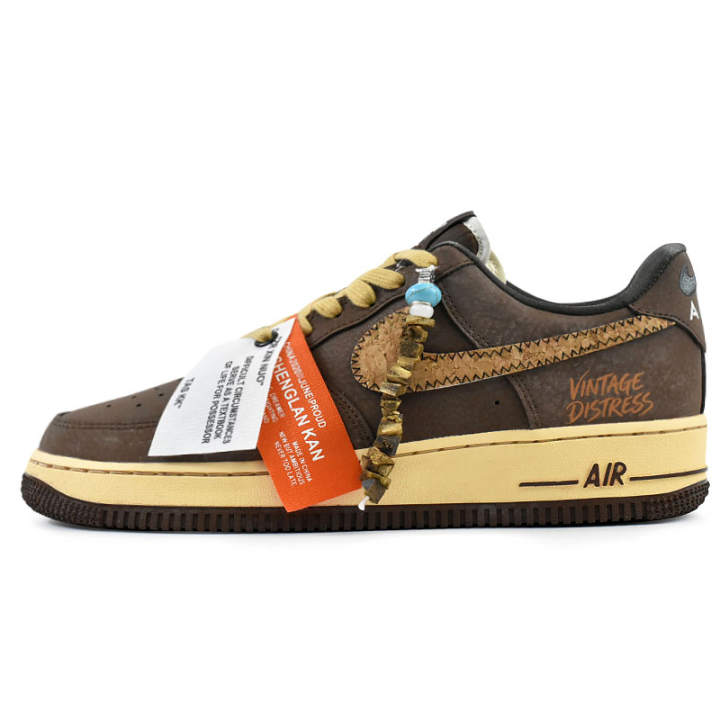 Nike Nike Air Force 1 Skateboard Shoes Men's Low Top Brown, Beige