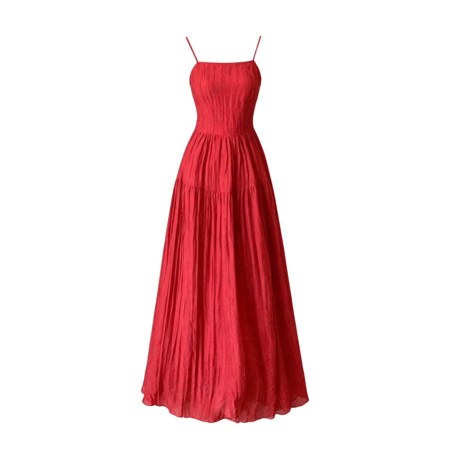 TUSHIFEI Slip Dresses Women's Red Camisole Thin Long Skirt A Line Skirt