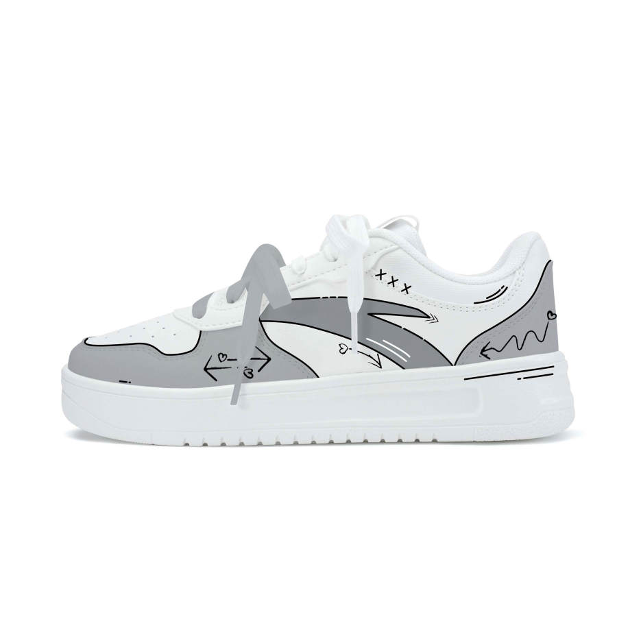 ANTA Easy Skateboard Shoes Unisex Low Top White Gray
