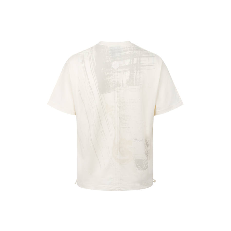Li-Ning Li Ning Li Ning X Jackie Chan T Shirts Unisex Papyrus White Crew Neck