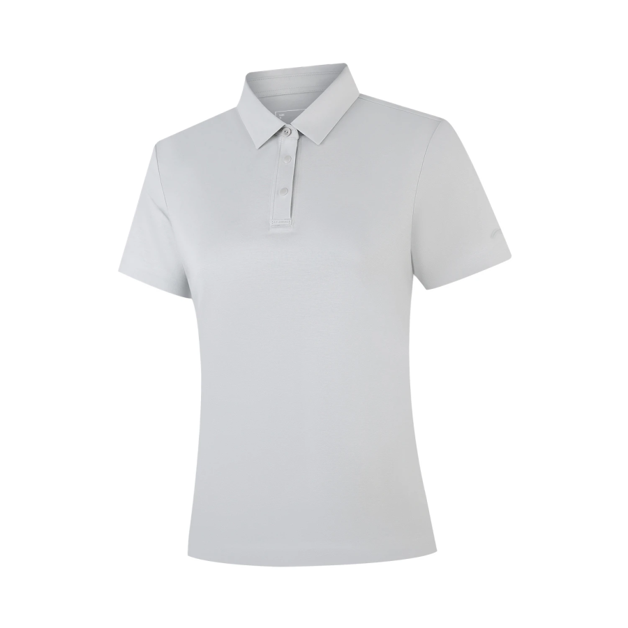 Li-Ning Li Ning Qingmu Polo Shirts Women's Waterdrop Gray Polo Collar Moderate Straight Fit