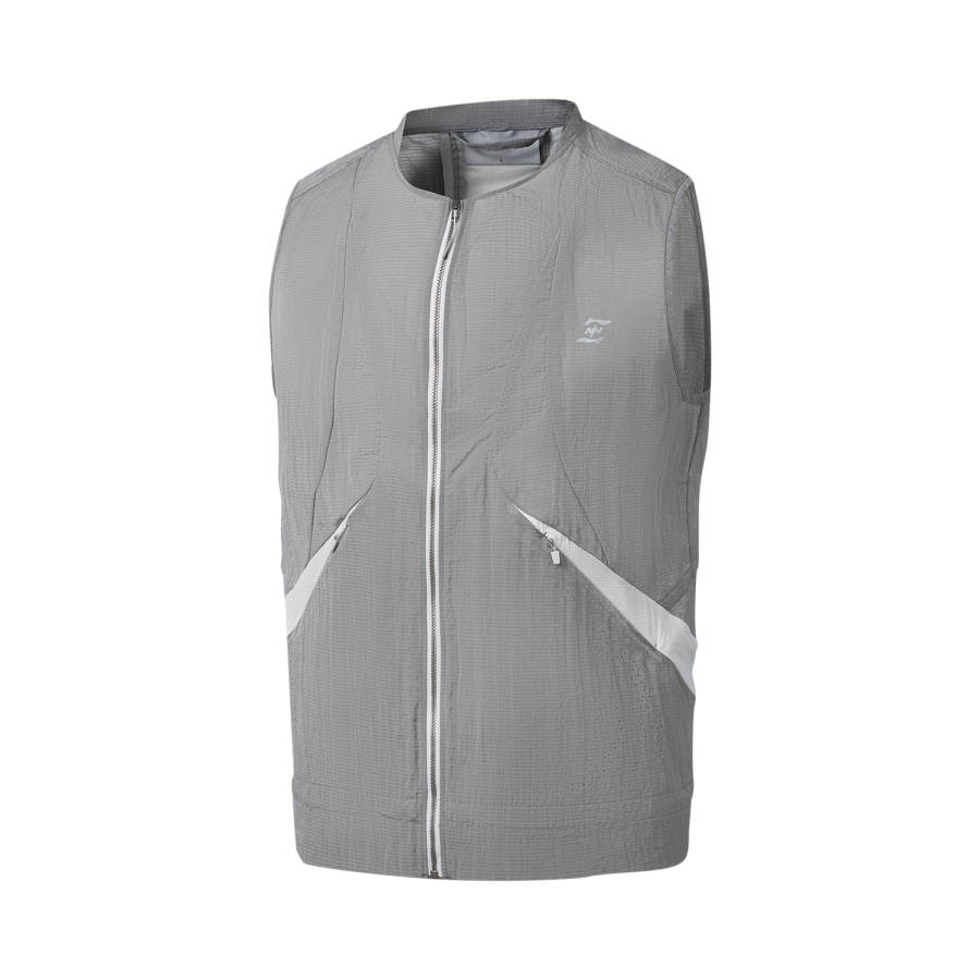 Li-Ning Li Ning Vests Unisex Stone Gray Crew Neck Moderate Straight Fit