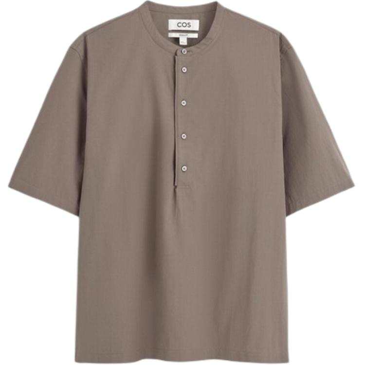 COS Shirts Men's Taupe Henry Collar Moderate Straight Fit