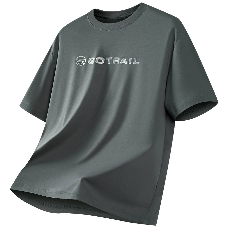 Skechers Comfortable Sports Collection T Shirts Unisex Dark Carbon Gray 06AM Crew Neck Thin Straight Fit
