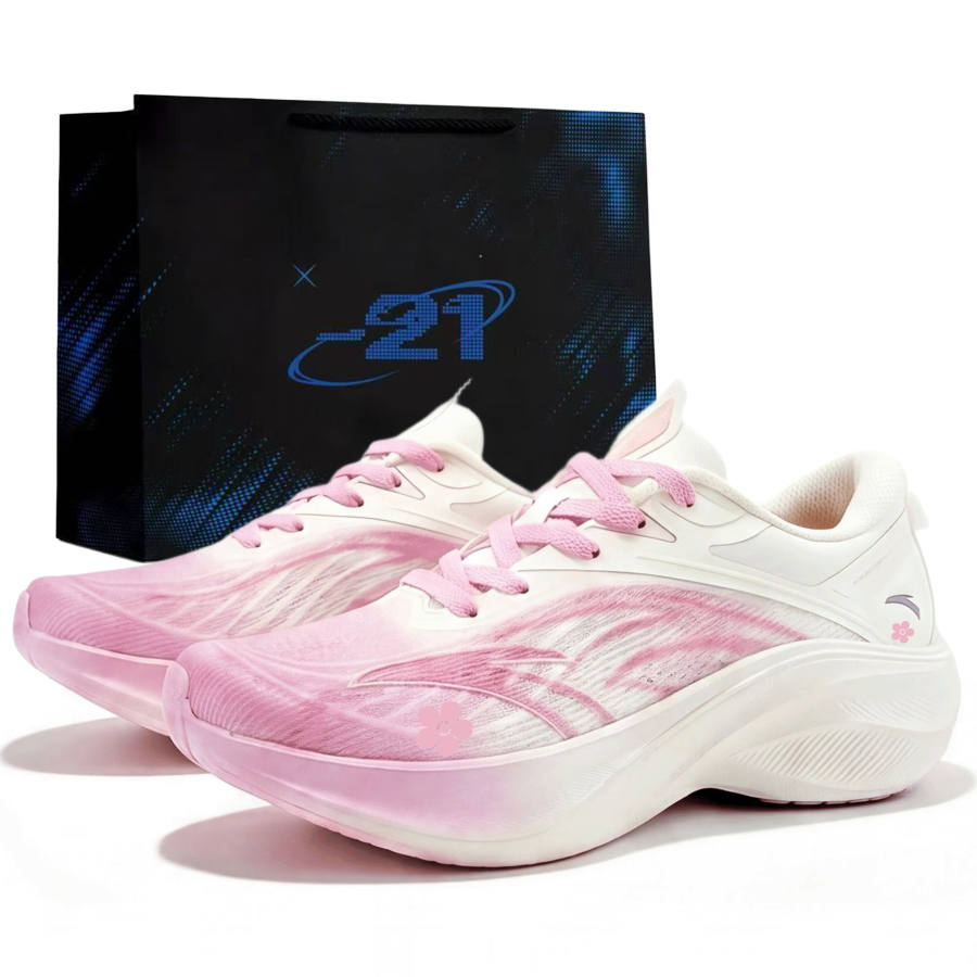 ANTA Running Shoes Women's Low Top Pink & White Gradient & Blue & Purple
