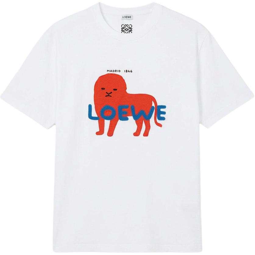 LOEWE T Shirts Unisex White Crew Neck Moderate Straight Fit