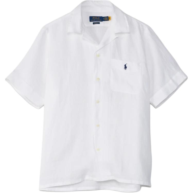 Polo Ralph Lauren Shirts Men's White Cuban Collar Moderate Straight Fit