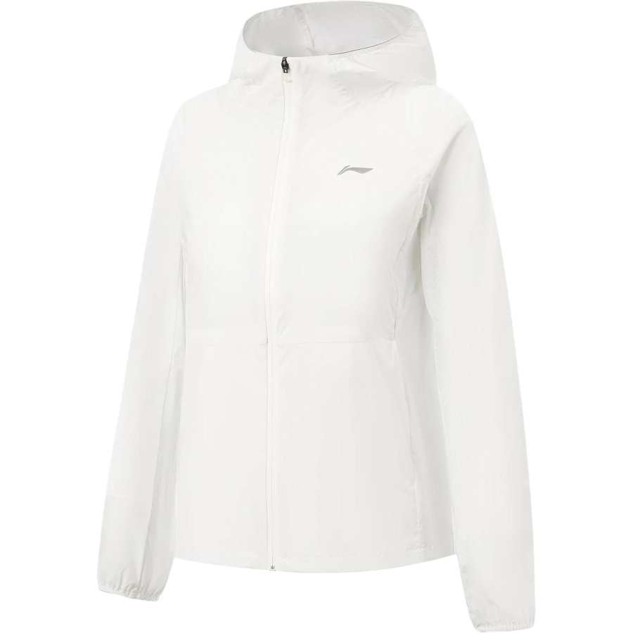 Li-Ning Li Ning Running Collection Trench Coats Women's White Hooded Non Detachable Moderate Straight Fit