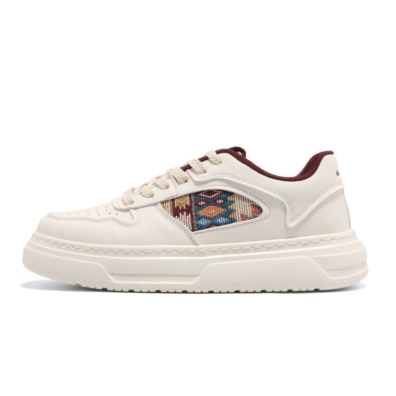 WARRIOR Skateboard Shoes Men's Low Top Burgundy, Beige Blue