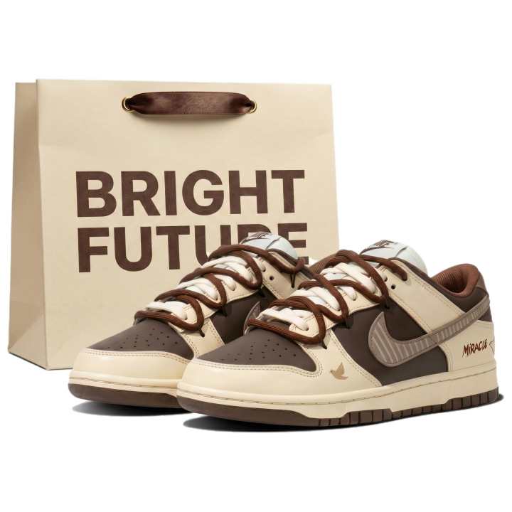 Nike Nike Dunk Skateboard Shoes Unisex Low Top Brown Beige Multicolor